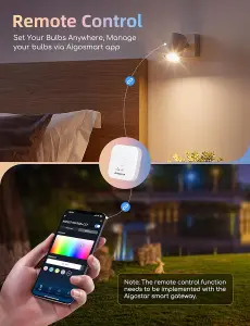 Aigostar GU10 Smart Bluetooth Mesh Bulb 4.9W with 2.4GHz Wifi-Gateway 420LM Pack of 4