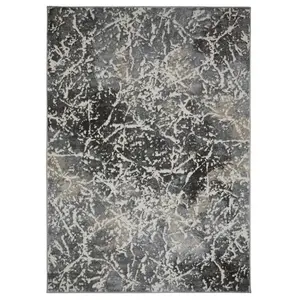 Modern Abstract Grey Easy to Clean Contemporary Rug for Living Room and Dining Room-80cm X 150cm