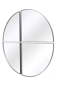 MirrorOutlet The Quadrants Black XL Circular Metal Wall Mirror made up of 4 parts 140 x 140CM