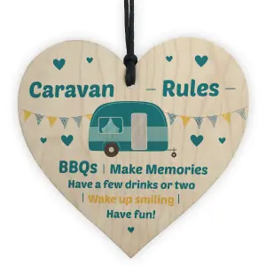 Novelty Caravan Rules Sign Hanging Door Wall Plaque Family Gift Campervan Sign Home Decor