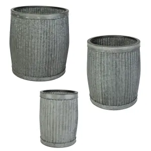 Set of 3 Corrugated Round Dolly Indoor Outdoor Planter Garden Decorative Plant Pots