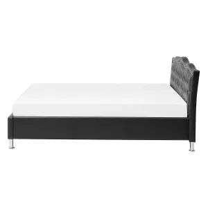 Faux Leather EU Double Size Bed Black METZ