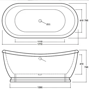 Luxury 1770mm Traditional White Freestanding Bath