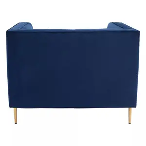 Interiors By Premier Classic Blue Velvet Chair, Mid Century Design Comfortable Armchair, Velvet Upholstered Modern Armchair