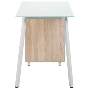 Home Office Desk with Storage White MONTEVIDEO