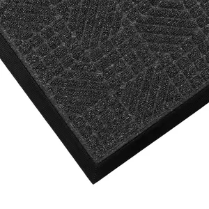 JVL Firth Tile Rubber Door Mat, 40x70cm, Charcoal