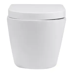 White Simple Wall Mounted Elongated Toilet without flush