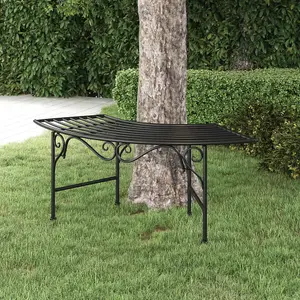 Berkfield Tree Bench 113 cm Black Steel