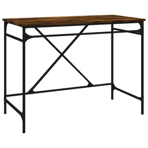 Berkfield Desk Smoked Oak 100x50x75 cm Engineered Wood and Iron