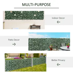 Outsunny Artificial Leaf Hedge Privacy Screen Roll Garden Fence Panel 1m x 2.4m