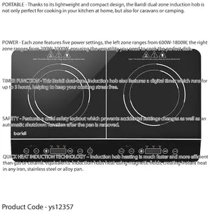 2800W Dual Zone Portable Induction Hob for Home and Camping