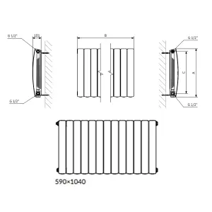 Terma 230V 1.5kW Graphite Smart Horizontal Oil-filled radiator