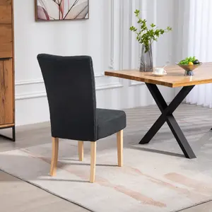 Set of 2 Pienza Fabric Dining Chairs - Black