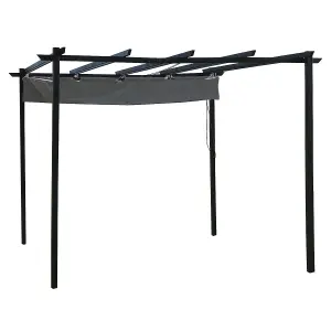 Charles Bentley 3 x 3m Steel Pergola Gazebo Modern for Garden Showerproof - Grey