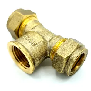 Conex 15mm x G1/2 Female x 15mm Tee Adaptor Brass Compression Fittings Connector