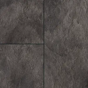 GoodHome Slate Black Stone design Tile effect Laminate Flooring, 2.535m²