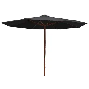 Berkfield Outdoor Parasol with Wooden Pole 350 cm Black