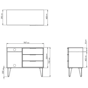 Hong Kong Ready assembled Matt grey Media unit with 2 shelves & 3 drawers, (H)97cm x (W)74cm x (D)39.5cm