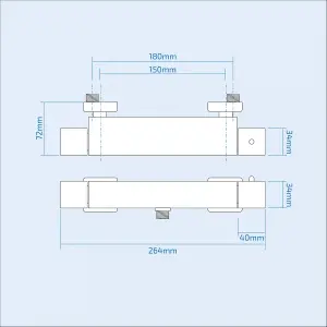 Nes Home Erona Thermostatic Slider Rail Bar Shower Mixer Valve + Slider Rail Kit with Easy Fit