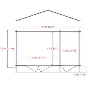 Shire Bourne 8x14 ft Toughened glass & 1 window Apex Wooden Cabin - Assembly service included