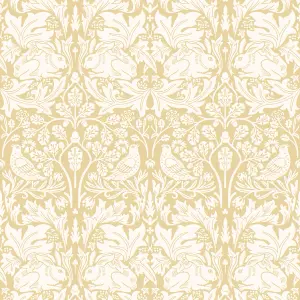 Hoopla Walls Forest Rabbit Mustard Smooth Matt Wallpaper