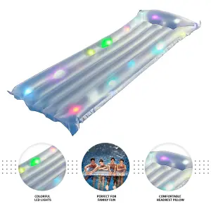 LED Lighted Inflatable Swimming Pool Float  Jilong Air Mattress Beach Lilo