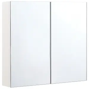 Bathroom Wall Mounted Mirror Cabinet 80 x 70 cm White NAVARRA