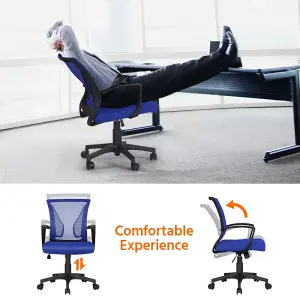 Yaheetech Ergonomic Mesh Office Chair with Mid-Back 360 Degree Rolling Casters Height Adjustable - Blue