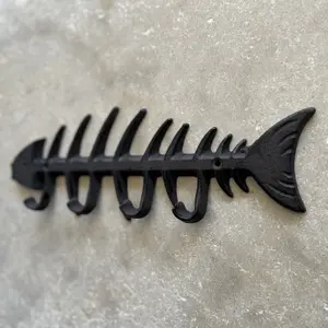 Cast Iron Fish Bone Wall Hook Rack