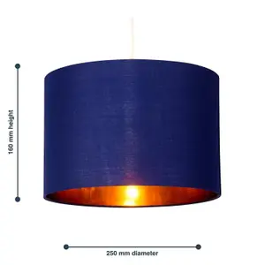 First Choice Lighting Navy Blue 25cm Light Shade with Gold Inner