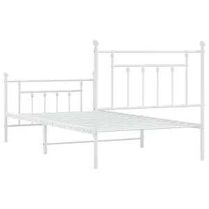 Berkfield Metal Bed Frame with Headboard and Footboard White 100x190 cm