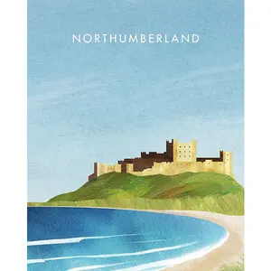 Henry Rivers Northumberland, Bamburgh Castle Canvas Print Multicoloured (50cm x 40cm)