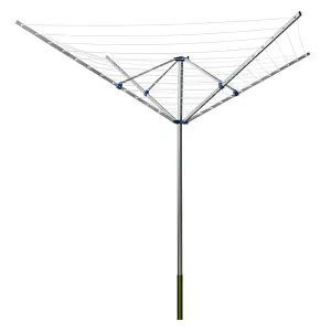 4 Arm 50M Aluminium Rotary Airer Washing Line With Garden Outdoor Laundry Drying Folding Clothes Dryer