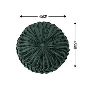 Green Modern Round Pumpkin Pleated Velvet Throw Pillow Sofa Cushion Dia 45 cm