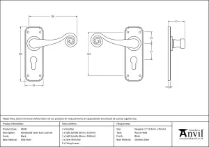 From The Anvil Black Monkeytail Lever Euro Lock Set