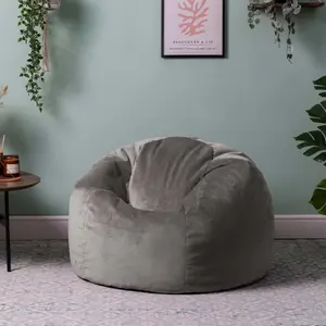 icon Aurora Classic Velvet Bean Bag Chair Charcoal Grey Bean Bags