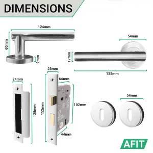 AFIT Polished Chrome Key Lock Door Handle Set -  Handles, Sash Lock & 2 Escutcheons - Olvera Range