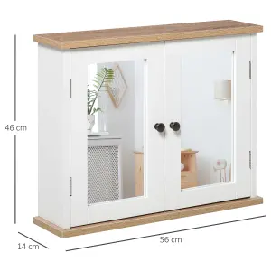 kleankin Bathroom Mirror Cabinet Wall Mounted Storage Cupboard W/ Double Door