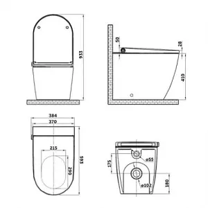 Floor Standing Back to Wall Japanese Style Bidet Toilet