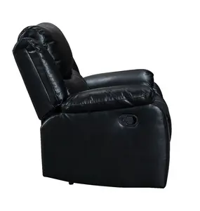 Recliner Manual Chair in Black Faux Leather