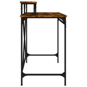 Berkfield Desk Smoked Oak 100x50x90 cm Engineered Wood and Iron