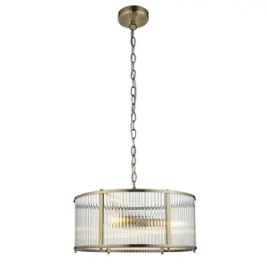 Luminosa Ridgeton 3 Light Decorative Ceiling Pendant Antique Brass