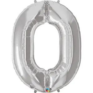 Qualatex 34 Inch Metallic Silver Number Balloons (0-9) Silver (4)