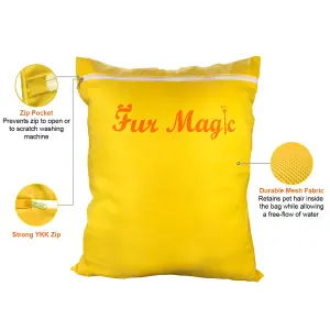 Fur Magic Pet Laundry Bag & Pair of Hair Catchers - Keeps Your Washing Machine Free From Pet Hair, Yellow