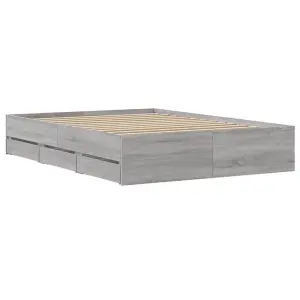 Berkfield Bed Frame with Drawers without Mattress Grey Sonoma 120x190 cm Small Double