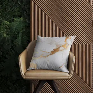 White Marble With Gold Outdoor Cushion 45cm x 45cm