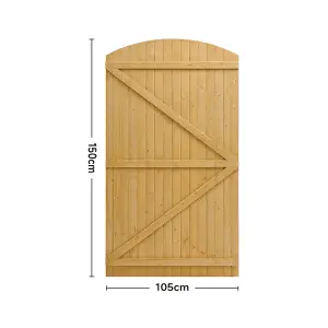 Semi Braced Arch Top Strong Wooden Garden Gate with Latch H 150 cm x W 105 cm