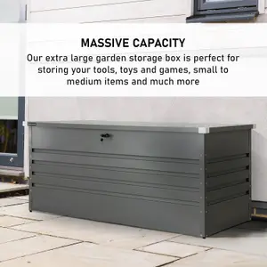 Olsen & Smith Garden Metal Storage Box 1000L Lockable Gas Lift 185x82x75cm Weather-Resistant Anthracite