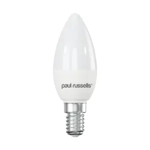 paul russells LED Candle Dimmable Bulb Small Edison Screw SES E14, 5.5W 470Lumens C37 40w Equivalent, 2700K Warm White Bulb