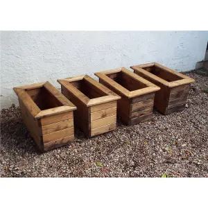 Traditional Regular Wooden Trough Planter x 4